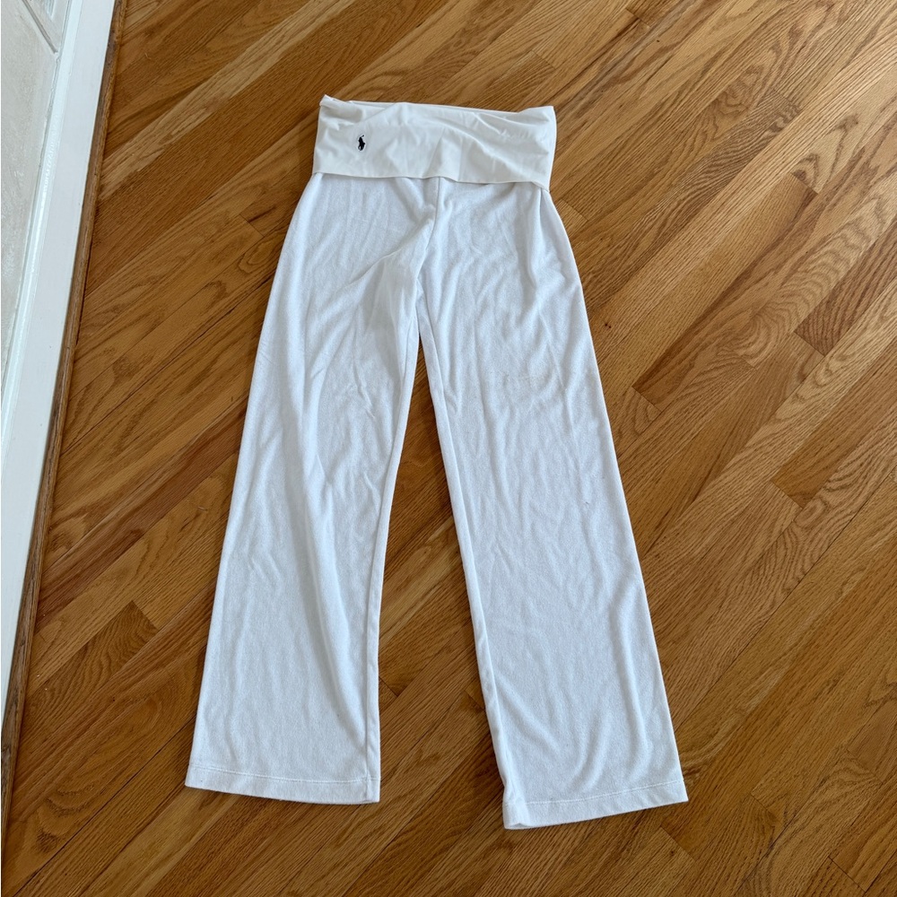 Vintage Ralph Lauren Terry cloth white casual pants foldover waist